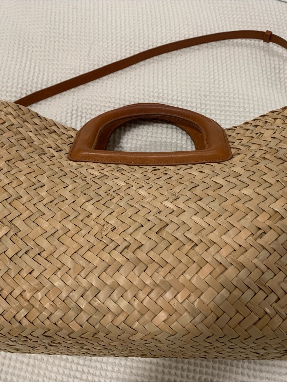 Madewell Natural Straw Tote with Brown Leather Handles